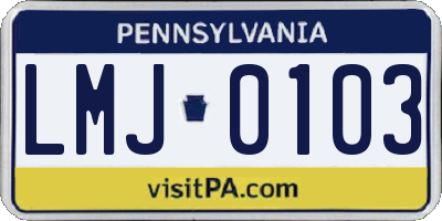 PA license plate LMJ0103