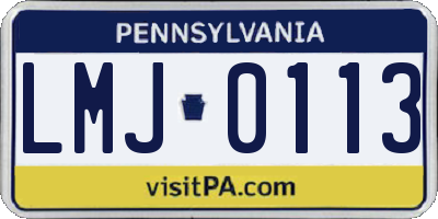 PA license plate LMJ0113