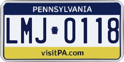 PA license plate LMJ0118