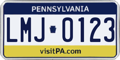 PA license plate LMJ0123