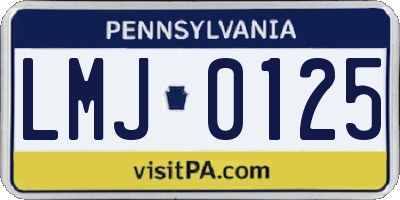 PA license plate LMJ0125