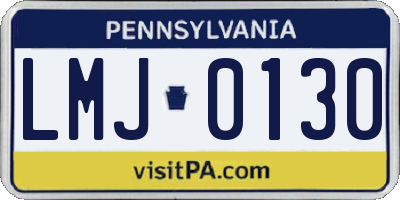 PA license plate LMJ0130