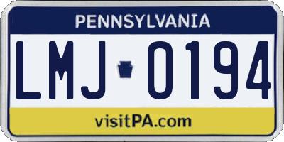 PA license plate LMJ0194