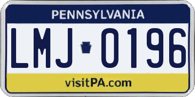 PA license plate LMJ0196