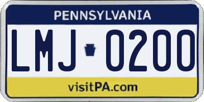 PA license plate LMJ0200