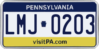 PA license plate LMJ0203