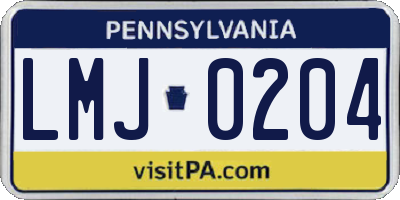 PA license plate LMJ0204