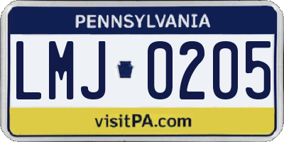 PA license plate LMJ0205