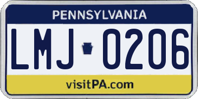 PA license plate LMJ0206