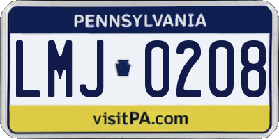 PA license plate LMJ0208