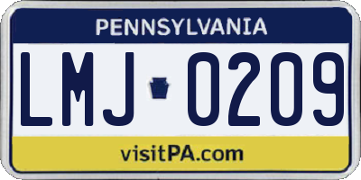 PA license plate LMJ0209