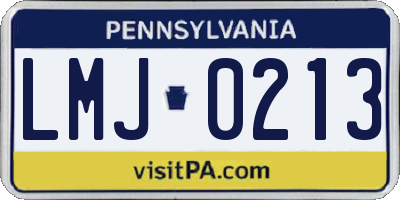 PA license plate LMJ0213