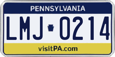 PA license plate LMJ0214