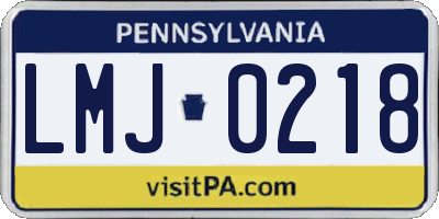 PA license plate LMJ0218