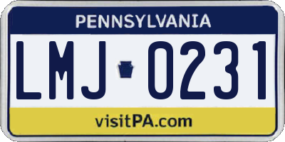 PA license plate LMJ0231
