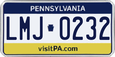 PA license plate LMJ0232
