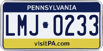 PA license plate LMJ0233