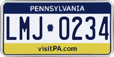 PA license plate LMJ0234