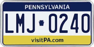 PA license plate LMJ0240