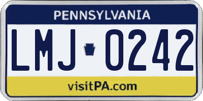 PA license plate LMJ0242
