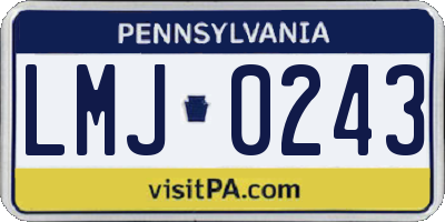 PA license plate LMJ0243
