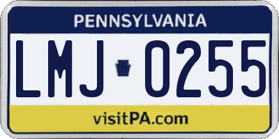 PA license plate LMJ0255