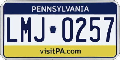PA license plate LMJ0257