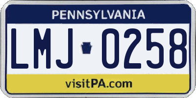 PA license plate LMJ0258