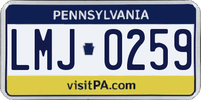 PA license plate LMJ0259