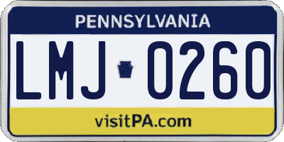 PA license plate LMJ0260
