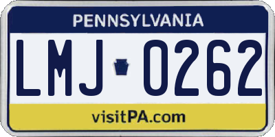 PA license plate LMJ0262