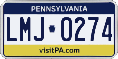 PA license plate LMJ0274