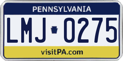 PA license plate LMJ0275