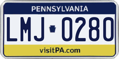 PA license plate LMJ0280