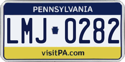 PA license plate LMJ0282