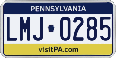 PA license plate LMJ0285