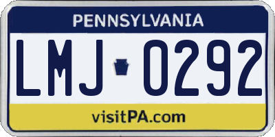 PA license plate LMJ0292