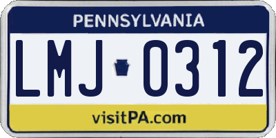 PA license plate LMJ0312