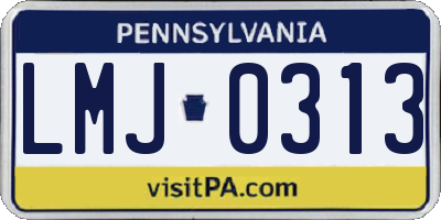PA license plate LMJ0313