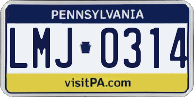 PA license plate LMJ0314