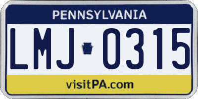 PA license plate LMJ0315