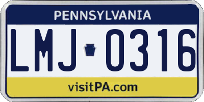 PA license plate LMJ0316