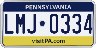 PA license plate LMJ0334