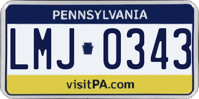 PA license plate LMJ0343