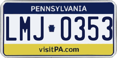 PA license plate LMJ0353