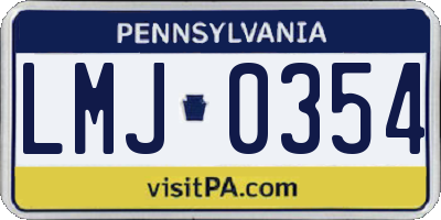 PA license plate LMJ0354