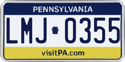 PA license plate LMJ0355