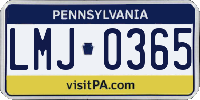 PA license plate LMJ0365