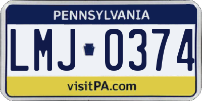 PA license plate LMJ0374