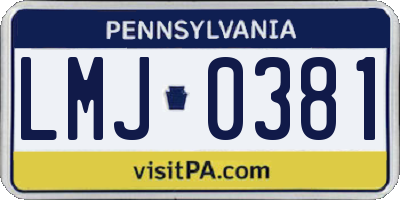 PA license plate LMJ0381